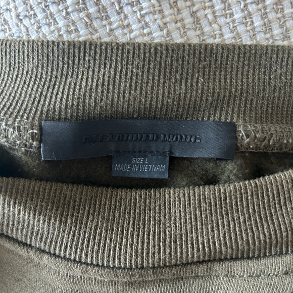 Mens Alexander Wang Fleece Army Dark Green Khaki Sweatshirt L ($800 value) - Picture 8 of 10